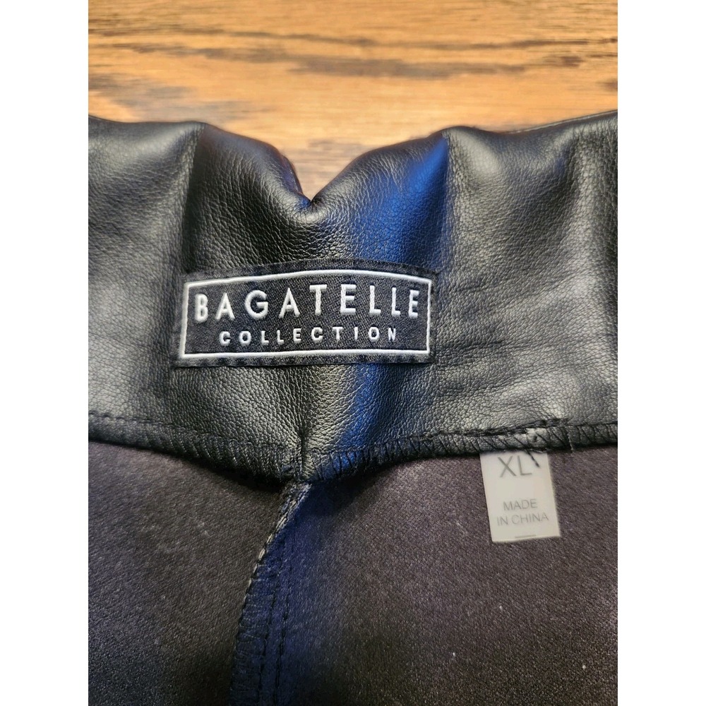 Bagatelle Collection Faux Leather Pants Womens Size XL Black Pleated Pockets - Picture 6 of 9